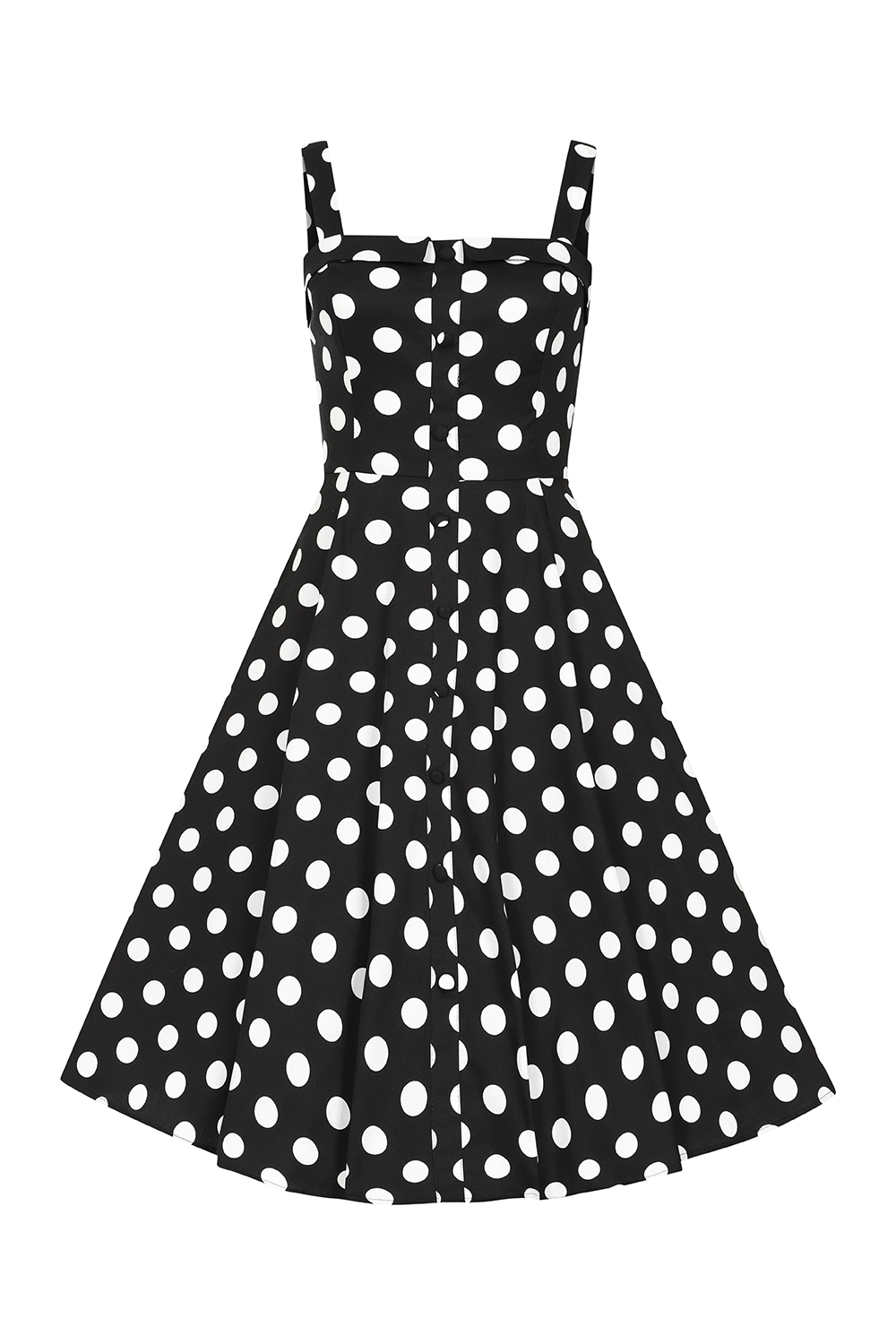 Priscila Polka Dot Swing Dress in Black